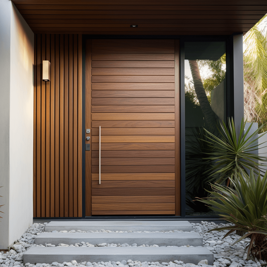 Striped Front Door Teak Wood Main Door Design