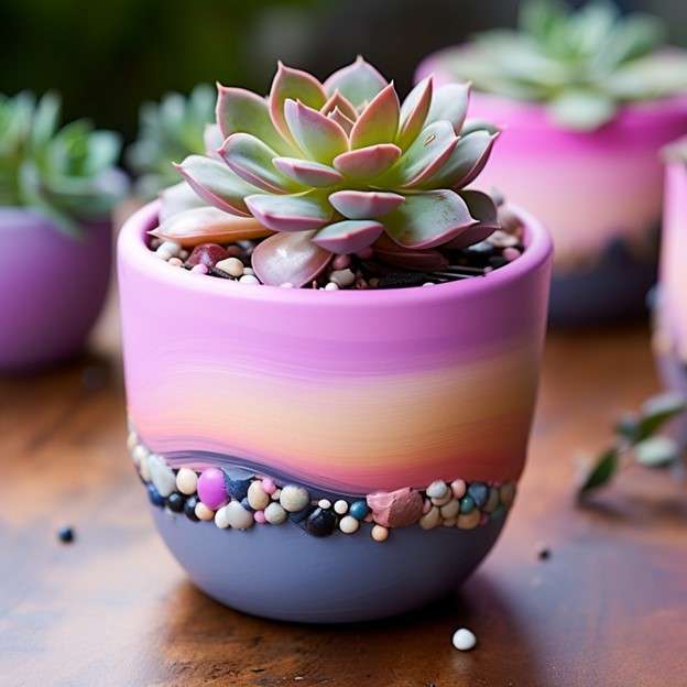 Stunning Nail Polish Marbled Flower Pots Decoration