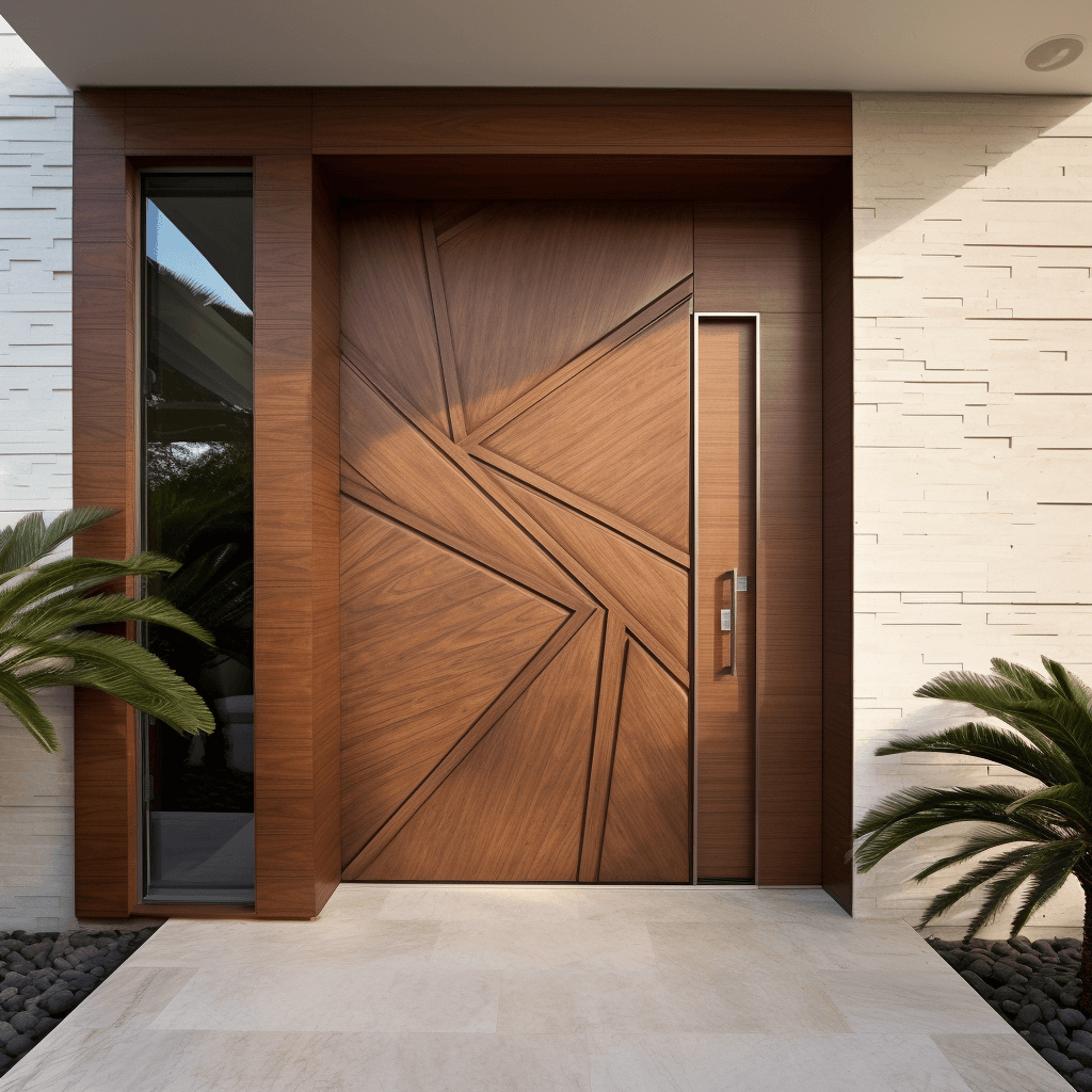 Teak Wood Main Door Designs with Geometric Combinations