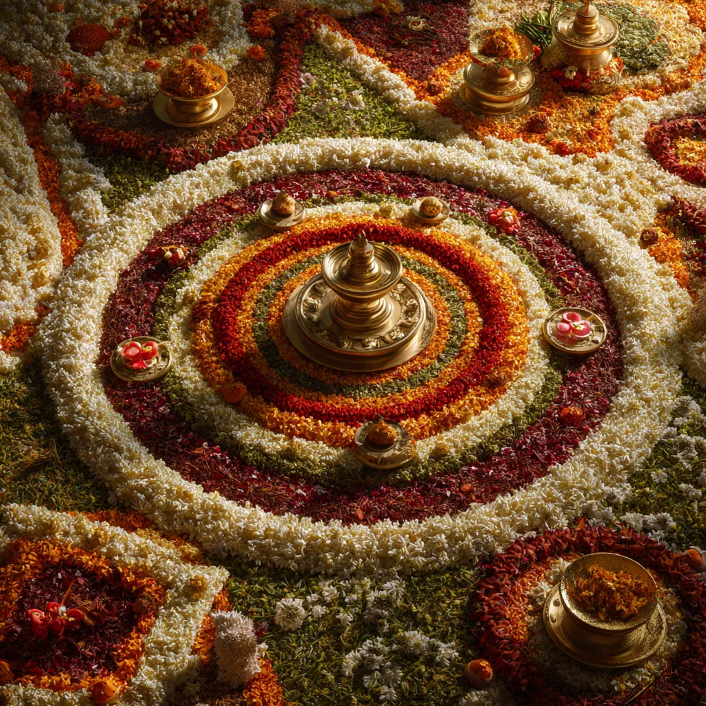 Temple-Inspired Pookalam Design for Onam