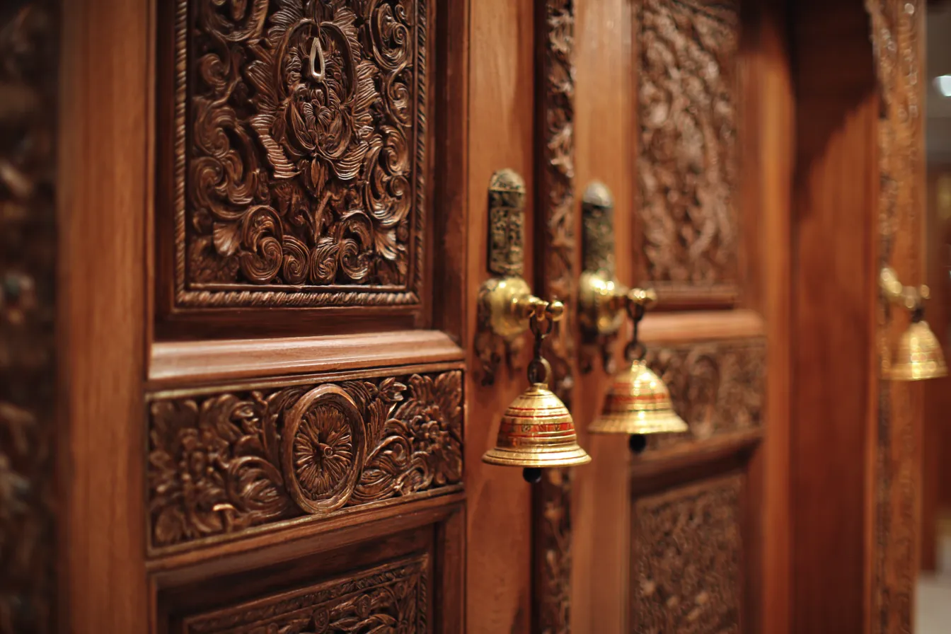 Traditional Carved Mandir Door Design