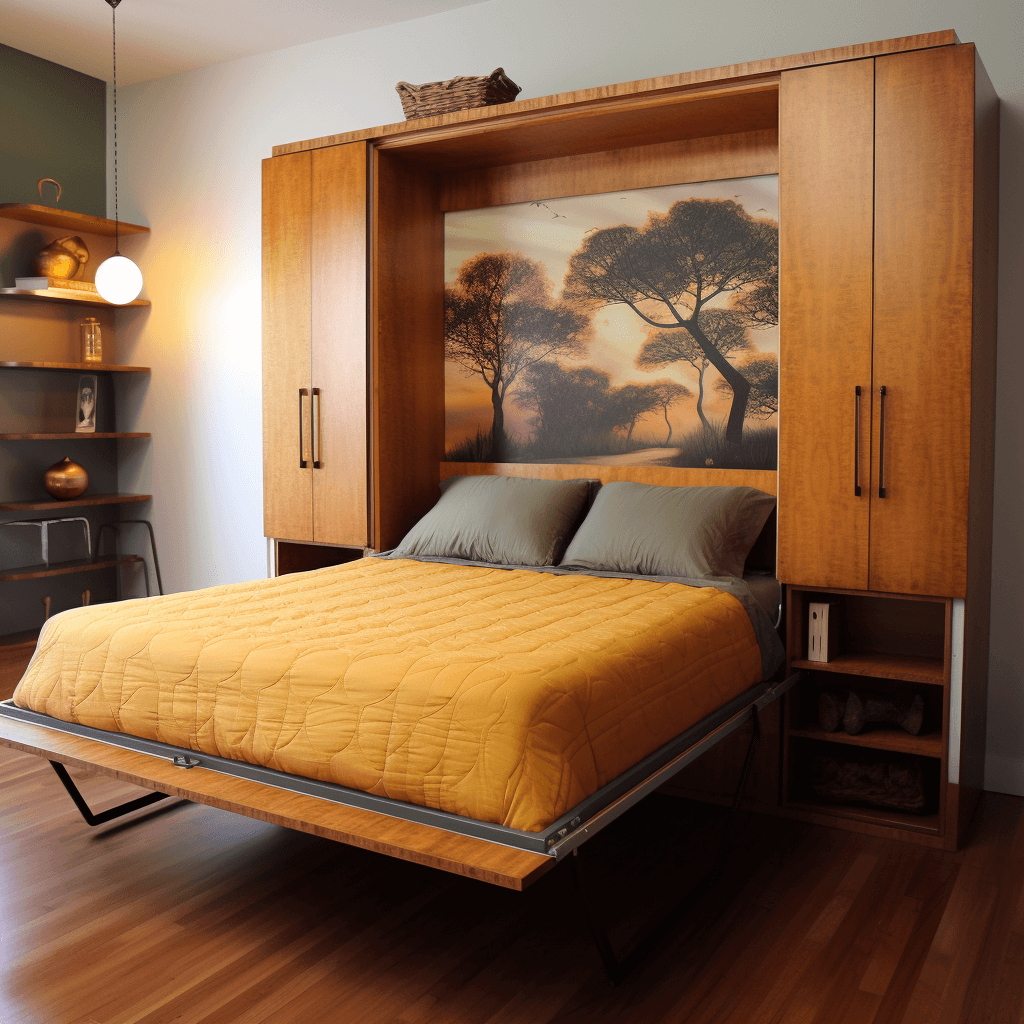 Unique and Traditional Wood Murphy Bed Design