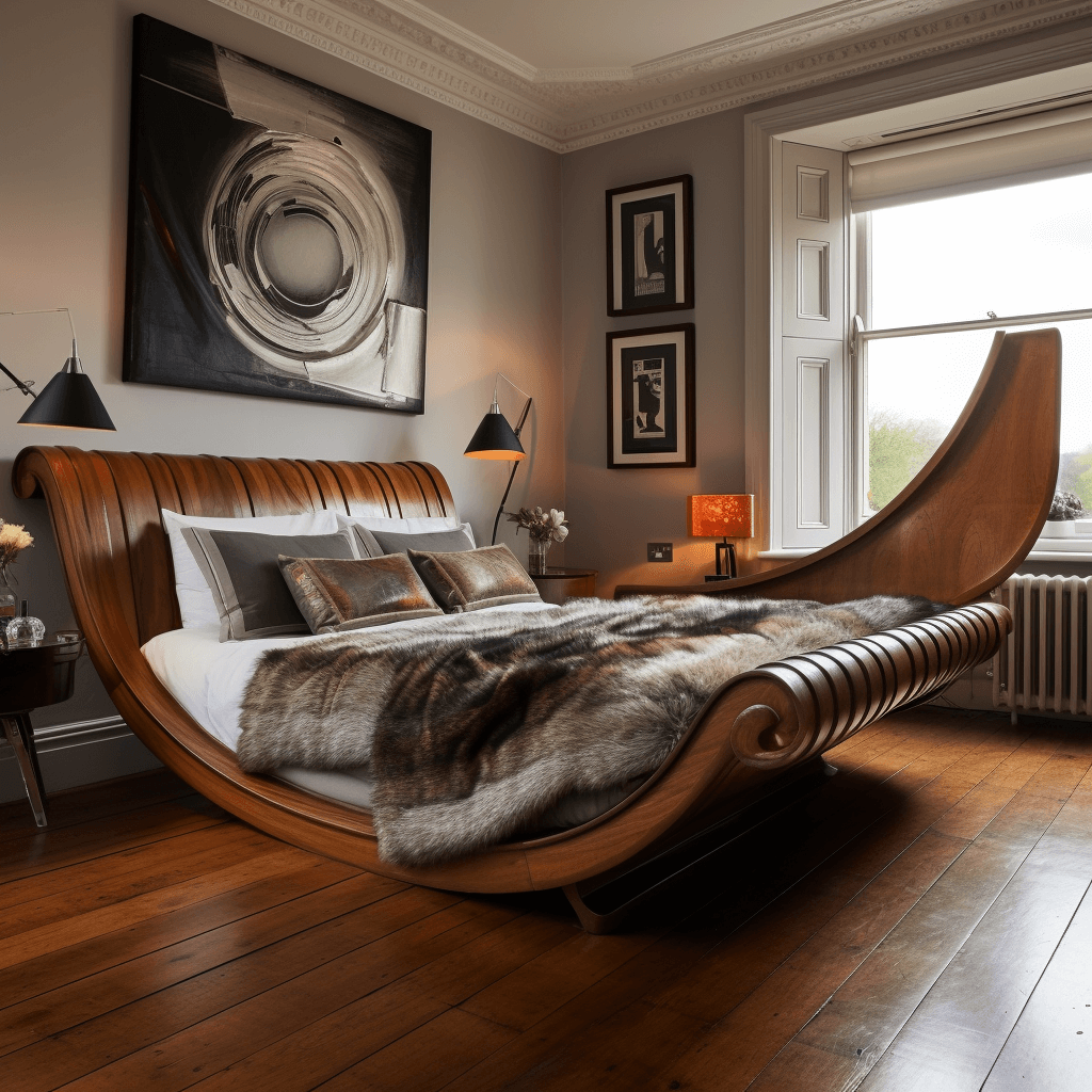 Unique Wooden Sleigh Bed Design