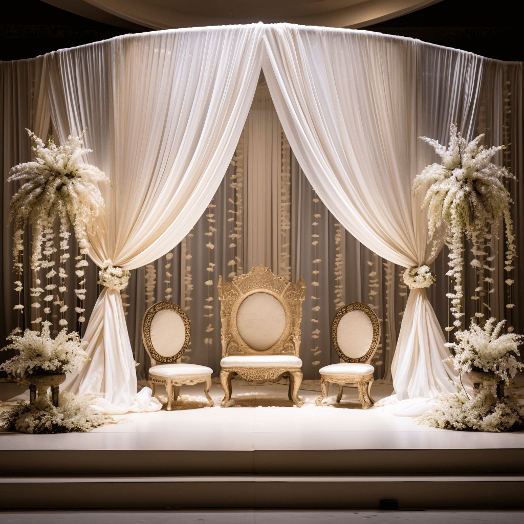 White Florals Modest Wedding Stage Decoration