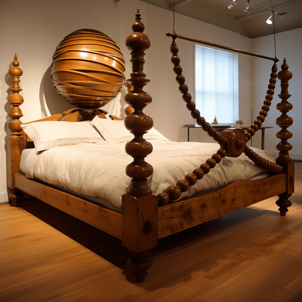 Wood Cannonball Bed Design for Bedroom