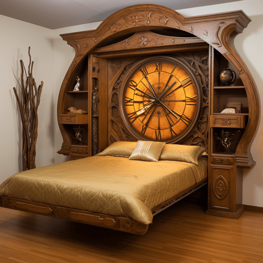 Wood Murphy Bed Design for Bedroom