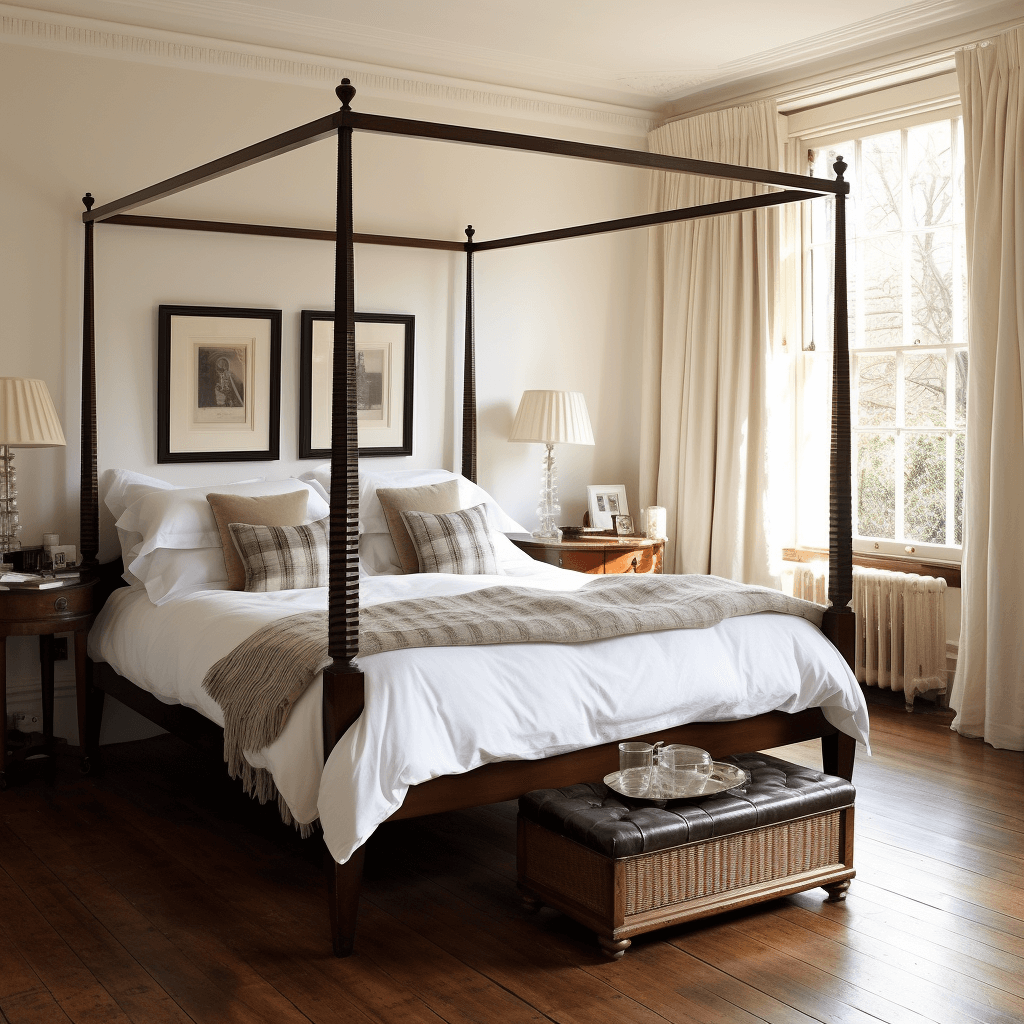 Wooden Four-Poster Bed Design
