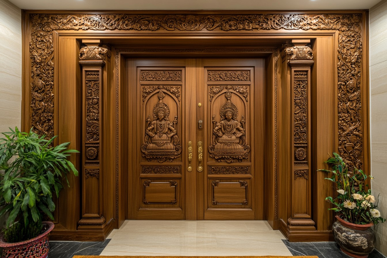 Wooden Pooja Room Door Design