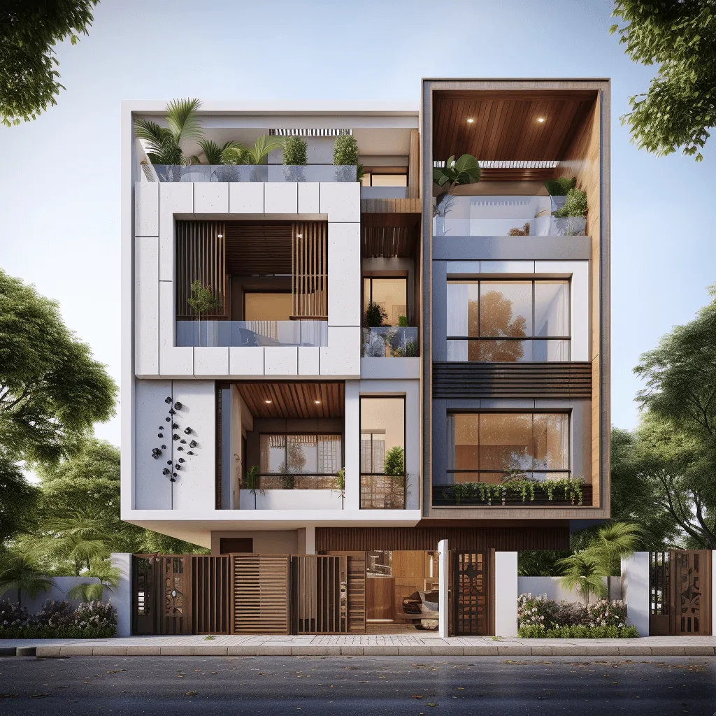2 Floor House Front Elevation Design in India