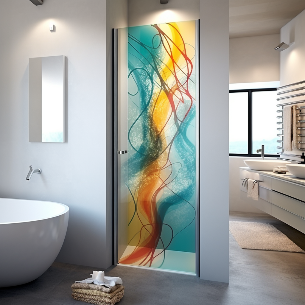 Colourful Glass Accent Doors - Aluminium Door Design for Modern Toilet