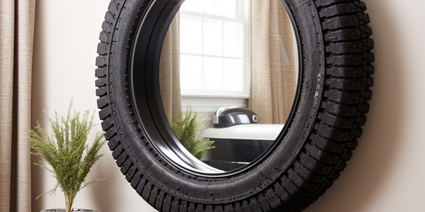Tyre Mirror Frame Use Of easy craft from Waste Material