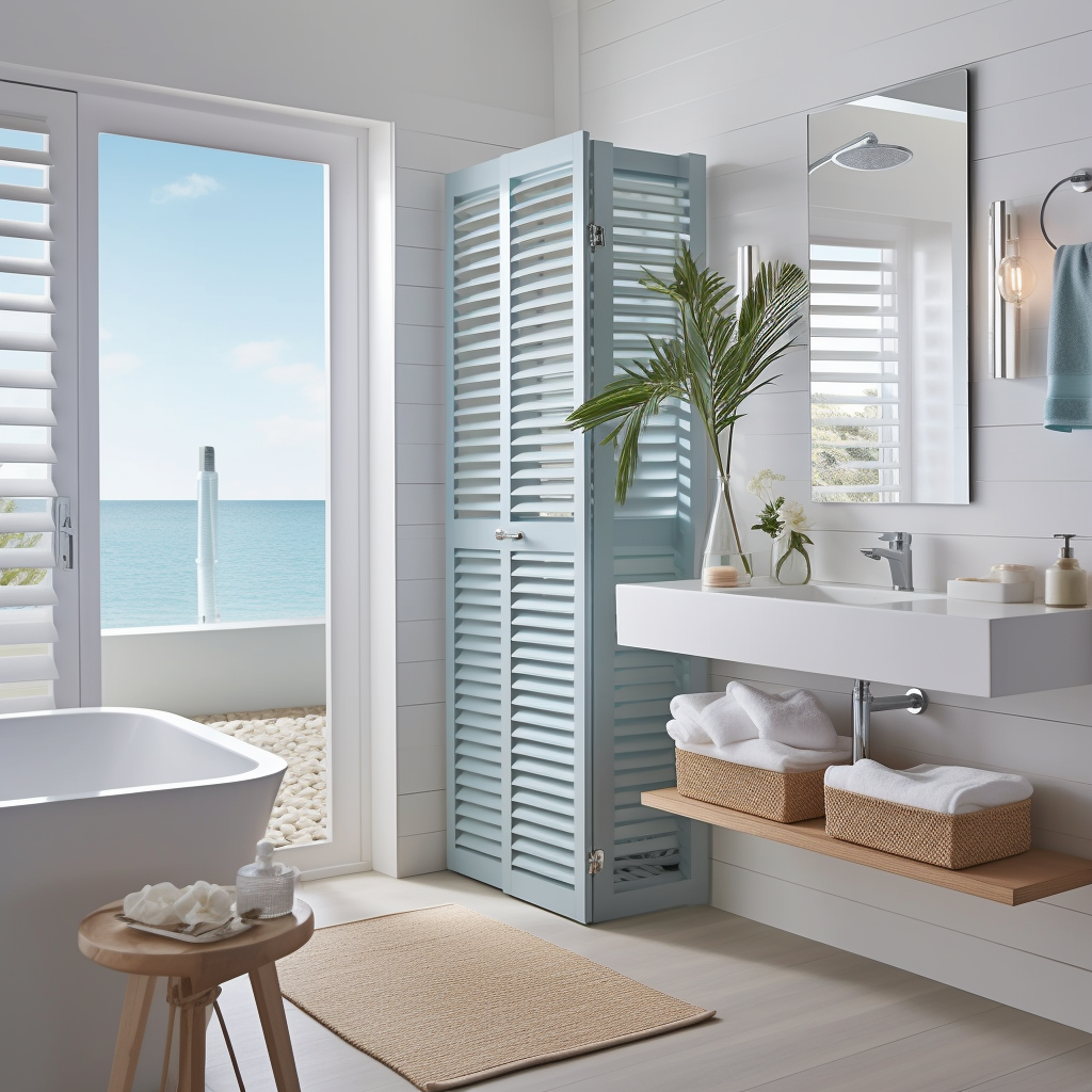 Beachy Louvred Doors - Aluminium Door Design for Bathroom