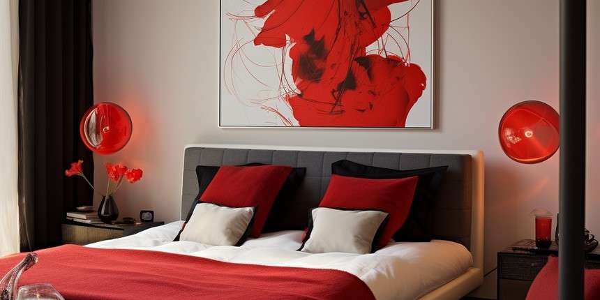 Bright Red Accent Paint for Bedroom Walls