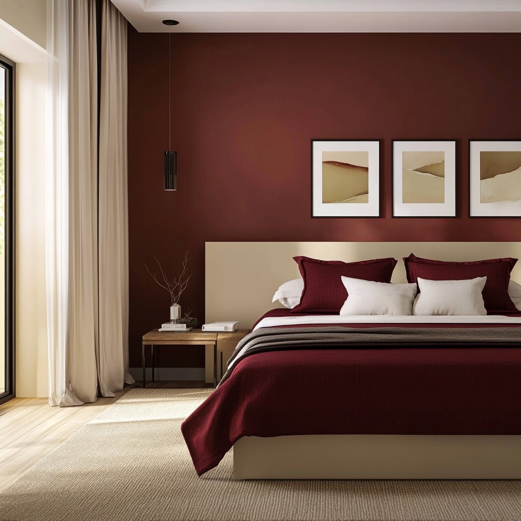 Room Paint Colours: Burgundy and Vanilla Cream