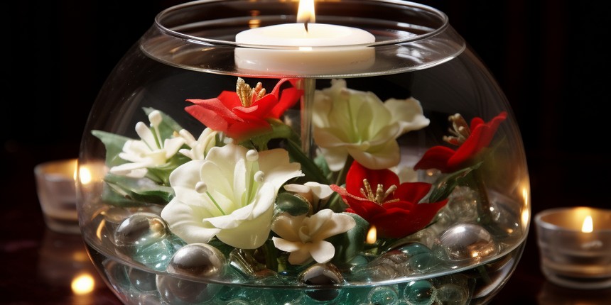Charming Floating Candle Centrepiece decorating with christmas light