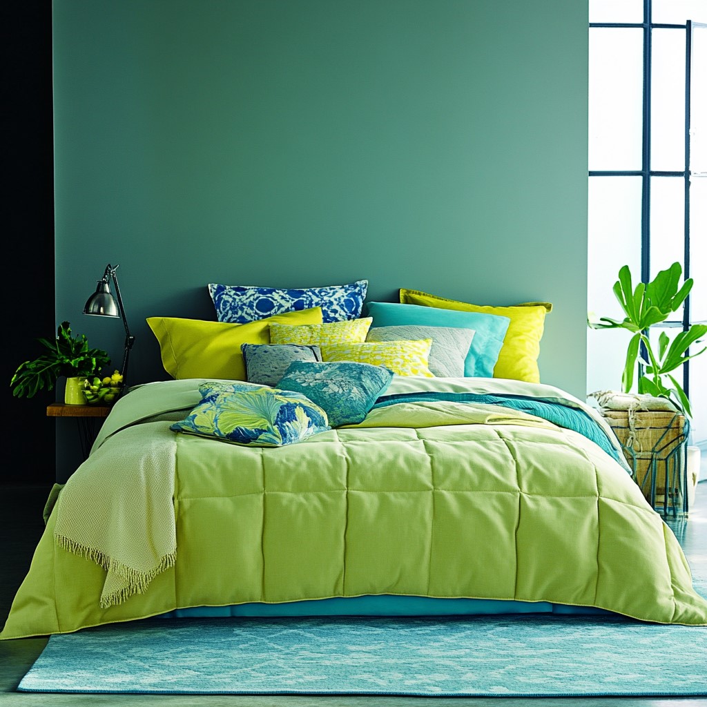 Colour Suggestions for Bedroom: Chartreuse with Sky Blue