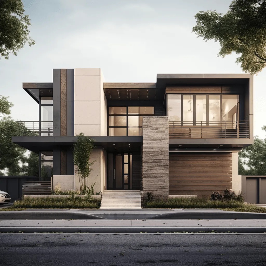 Contemporary 2 Floor Building House Front Elevation Design