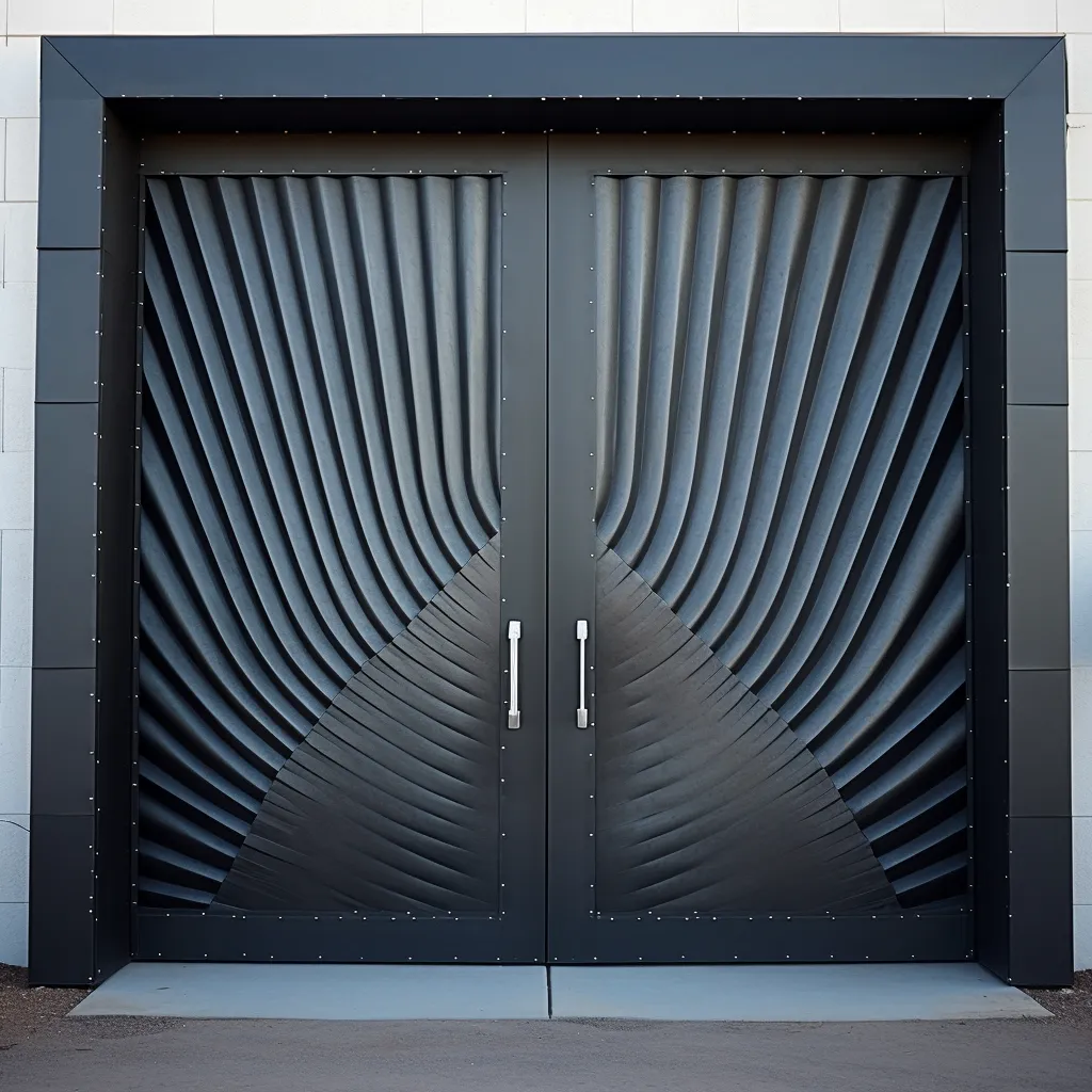 Corrugated Steel Main Door Design Featuring Durable Textured Metal Panels