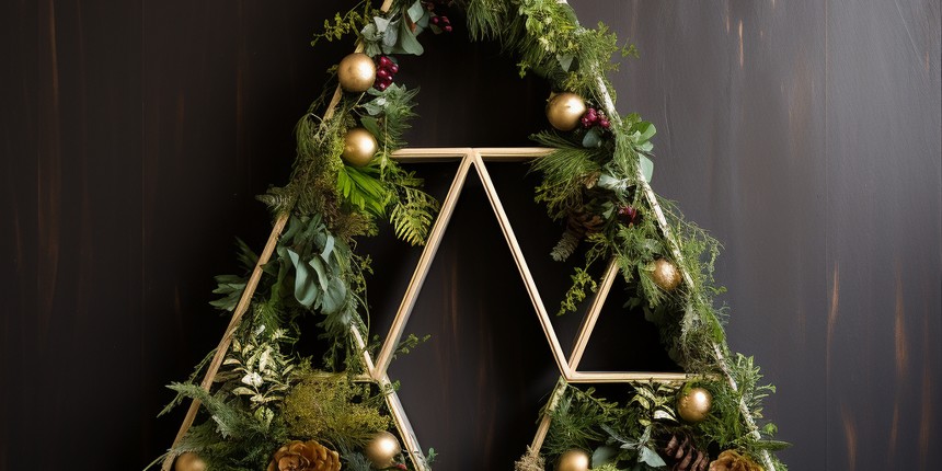 DIY Triangle Wreath Tree Handmade Christmas Tree