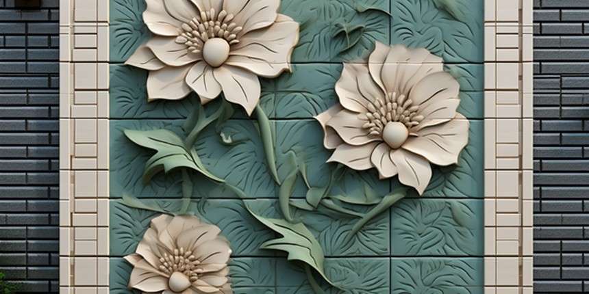Floral Design Elevation Wall Tiles front design