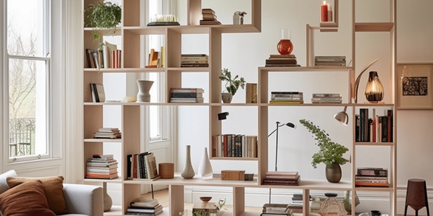 Freestanding Shelves Living Room Partition Designs