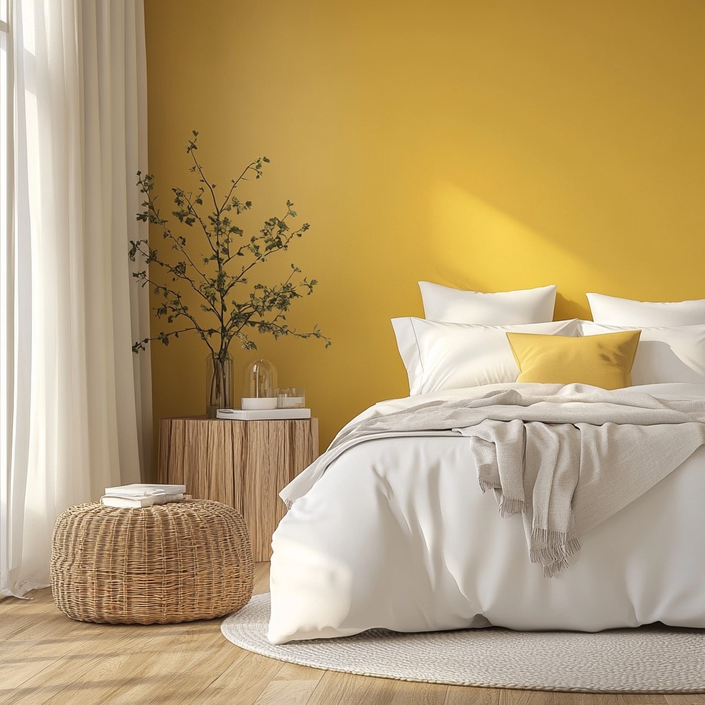 Bedroom Paint Decor Ideas: Goldenrod and Pearl White