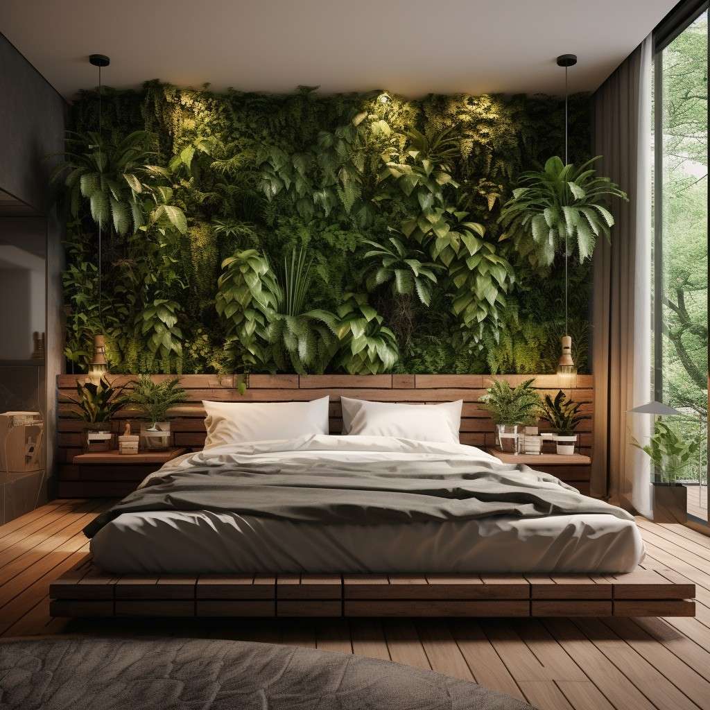 Greens on the Wall- Simple Bedroom Wall Design