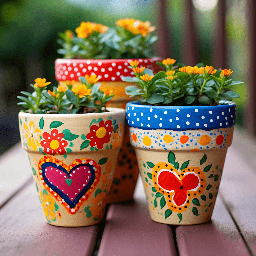 Heart Paint Flower Pot Painting Designs