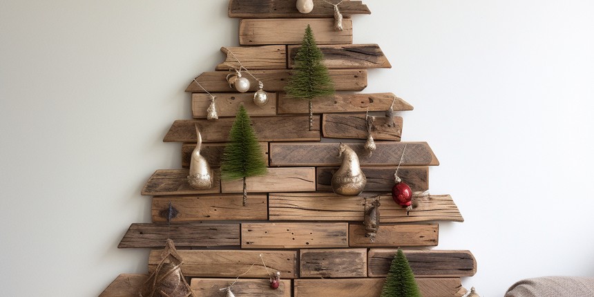 Homemade Christmas Tree Wooden Wall Tree christmas tree craft ideas