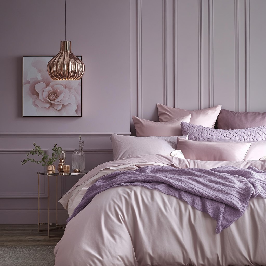 Paint Designs for Bedroom: Icy Lavender with Soft Pink