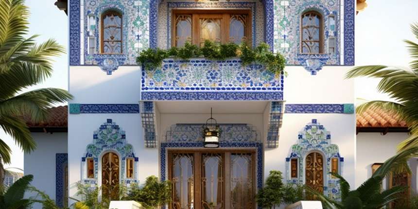 Inspired by Moroccan Tiles front wall tiles design in house