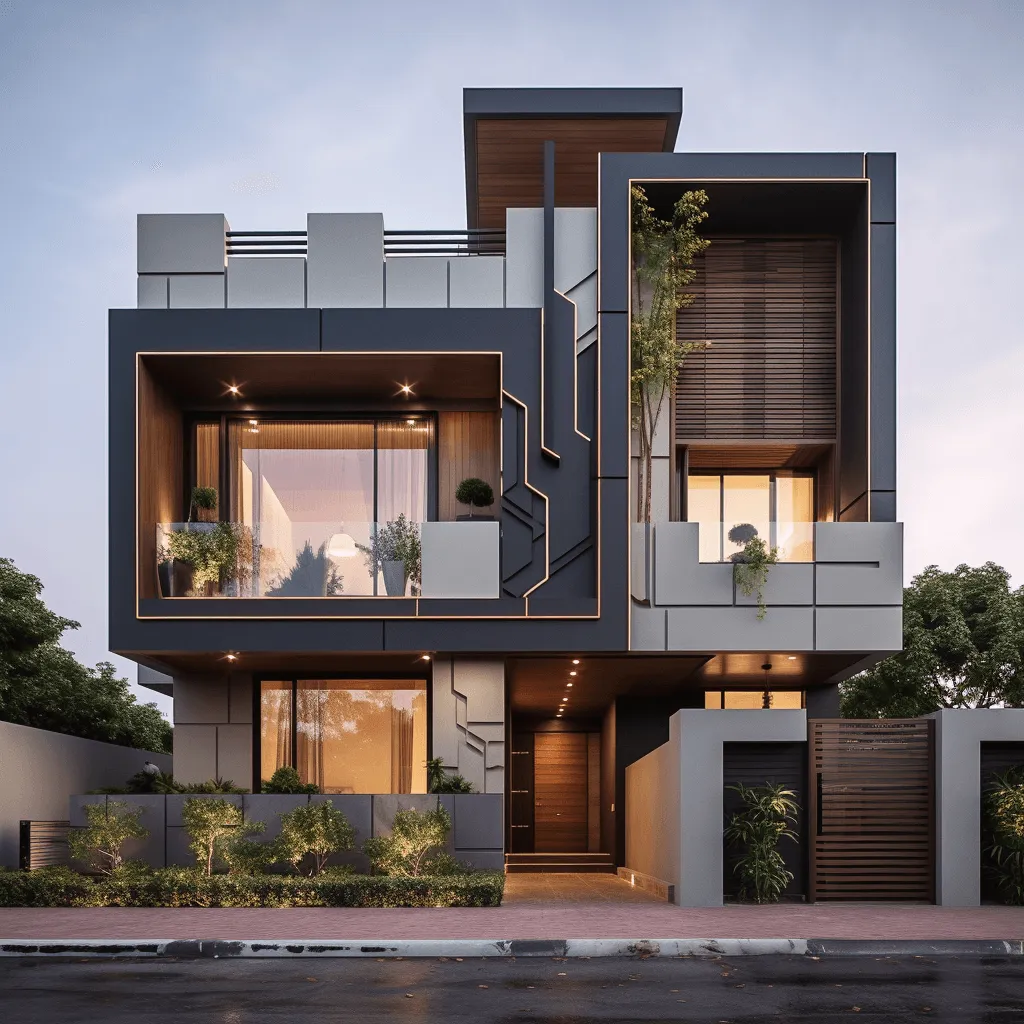 Latest Front Elevation Design for a 2-Floor Building