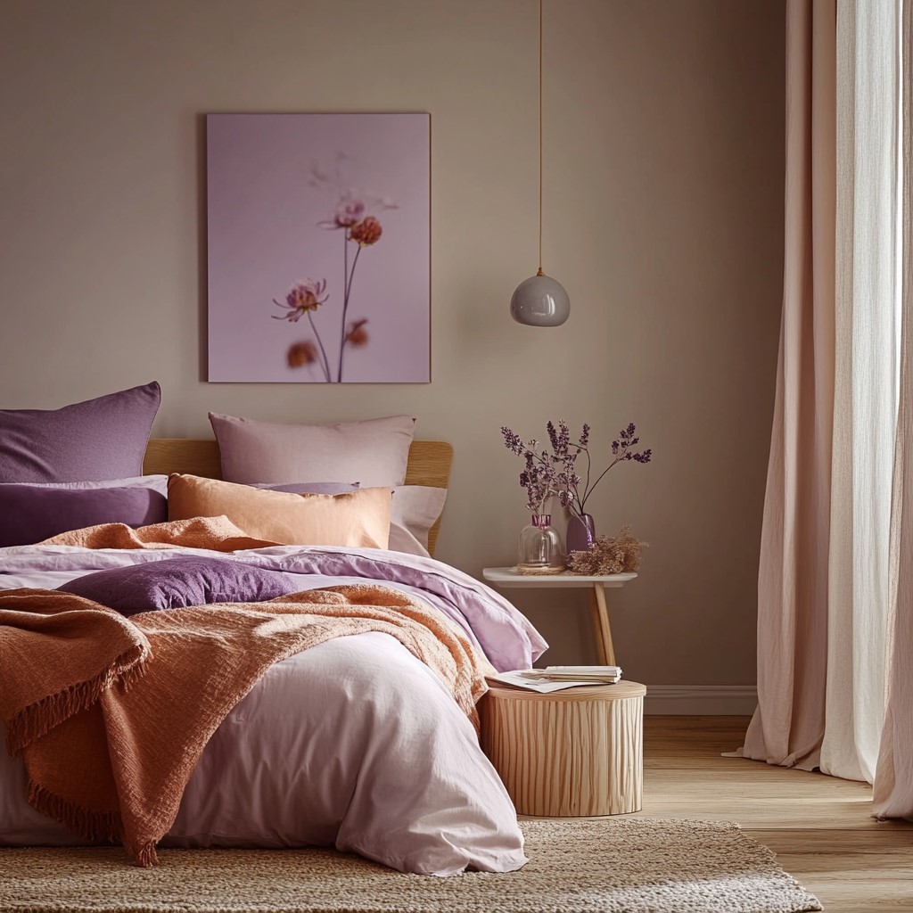 Lavender Blush and Subtle Orange- Bedroom Colours