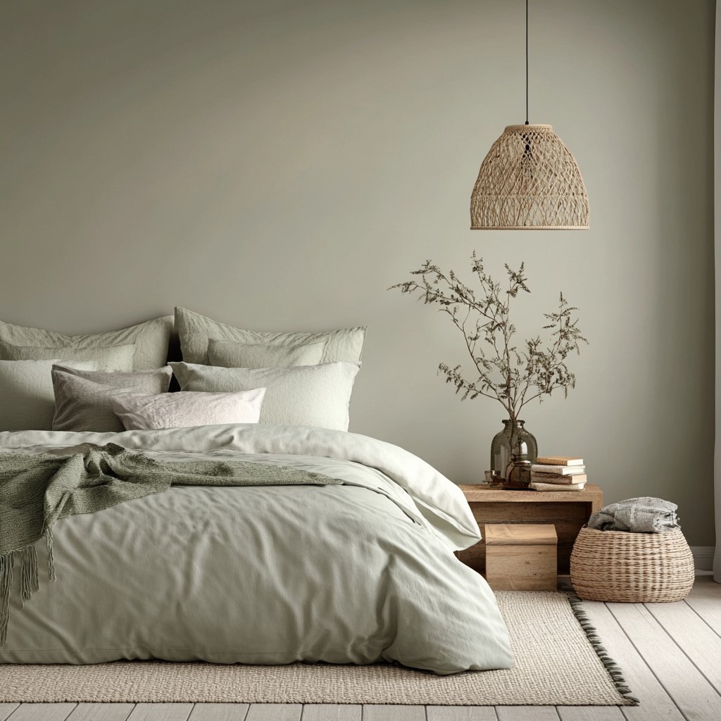 Bedroom Colour Design: Light Taupe with Sage