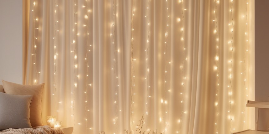 Light Up the Curtains christmas decoration ideas with light
