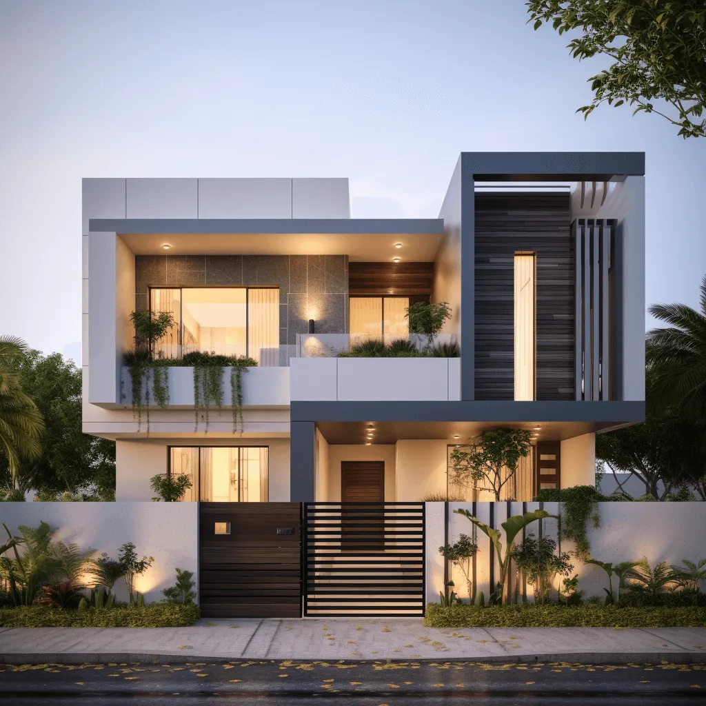Low-budget Double Floor House Front Elevation Design