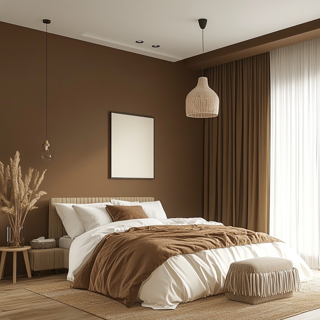 Bedroom Paint Colours: Mocha Brown and Cream White