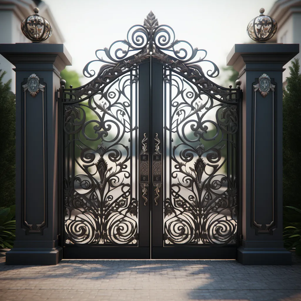 Modern Steel Double Door Design with Decorative Metal Patterns