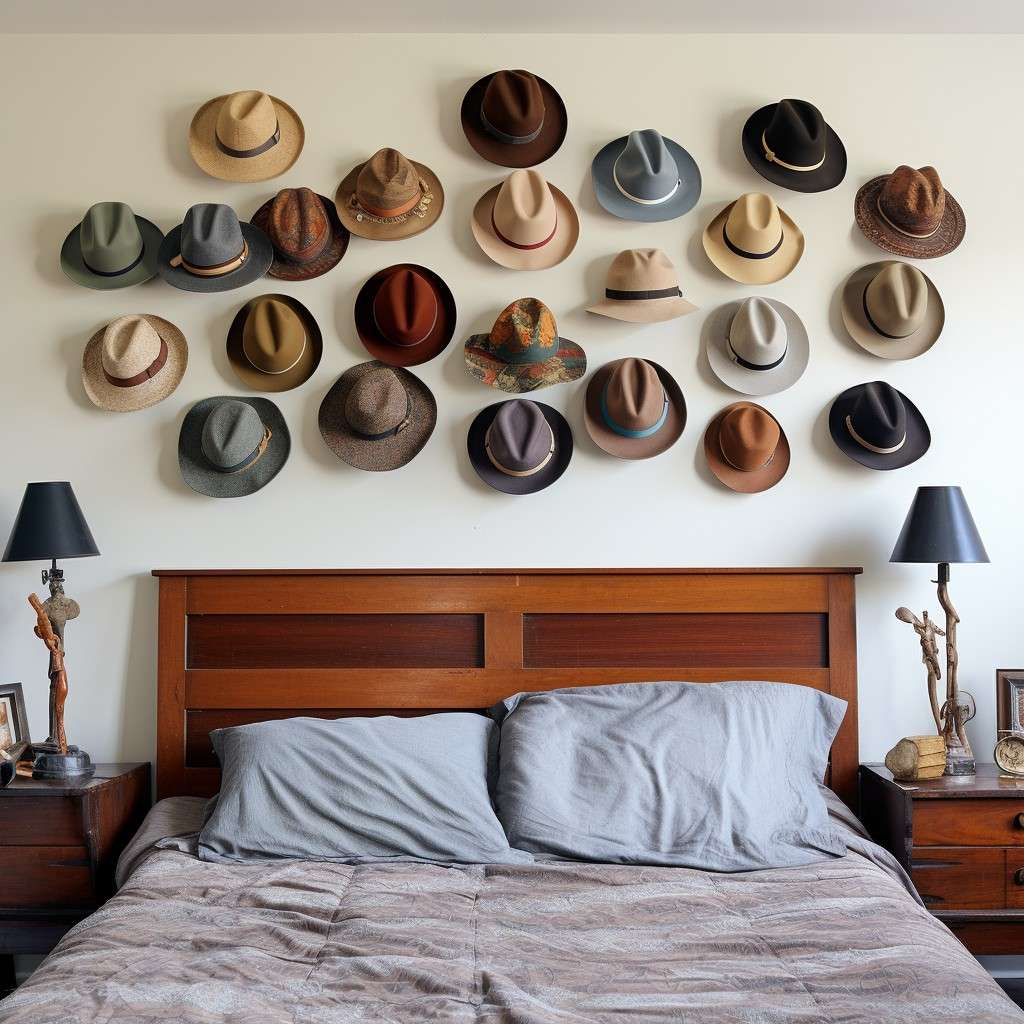 Mount a Hat Collection- Master Bedroom Wall Design
