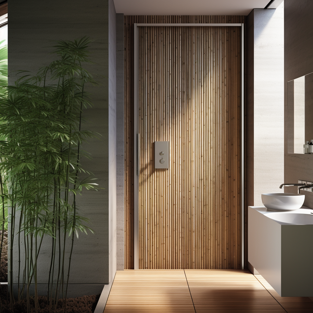 Natural Bamboo Style - Aluminium Door Design for Washroom