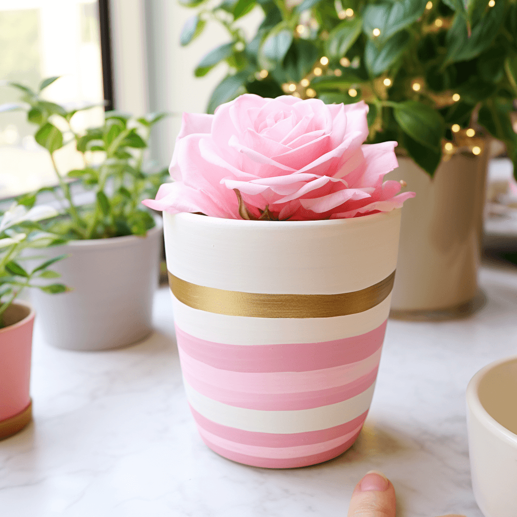 Pink and White Painted Pot Design Ideas