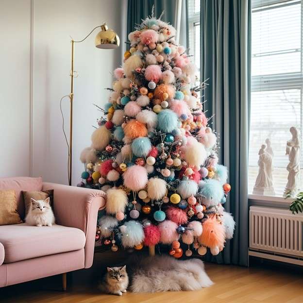 Playful Pom-poms Christmas Tree Design Ideas