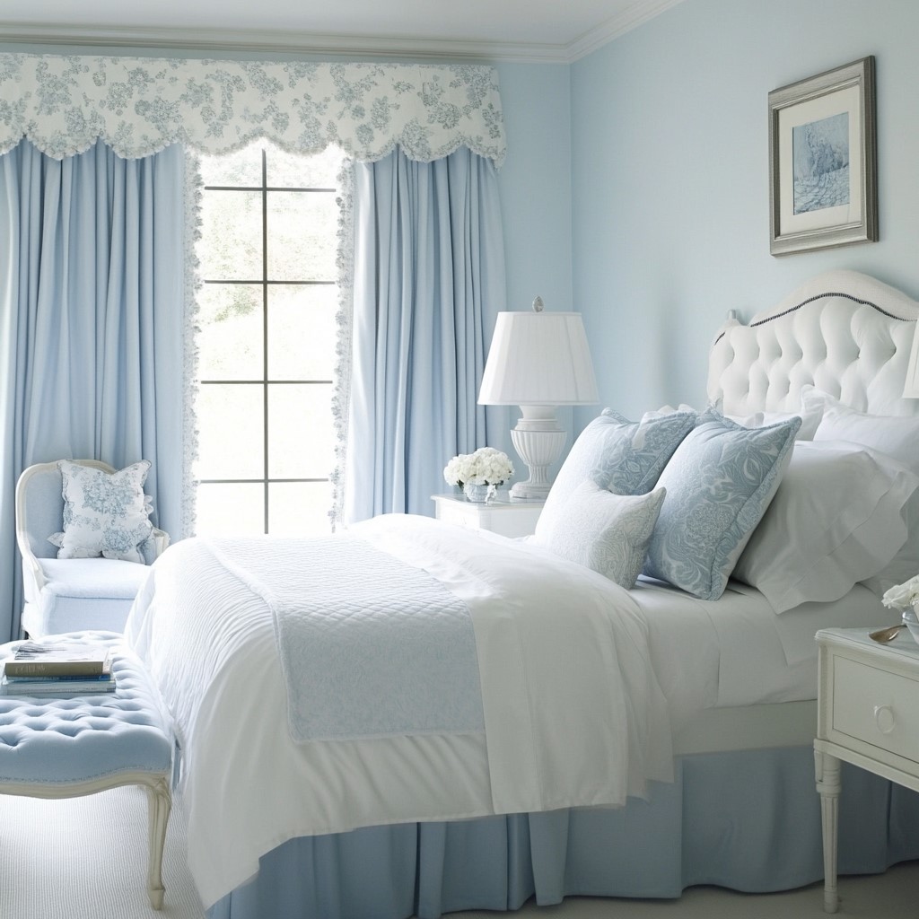 Paint Shades for Bedroom: Powder Blue and Whisper White