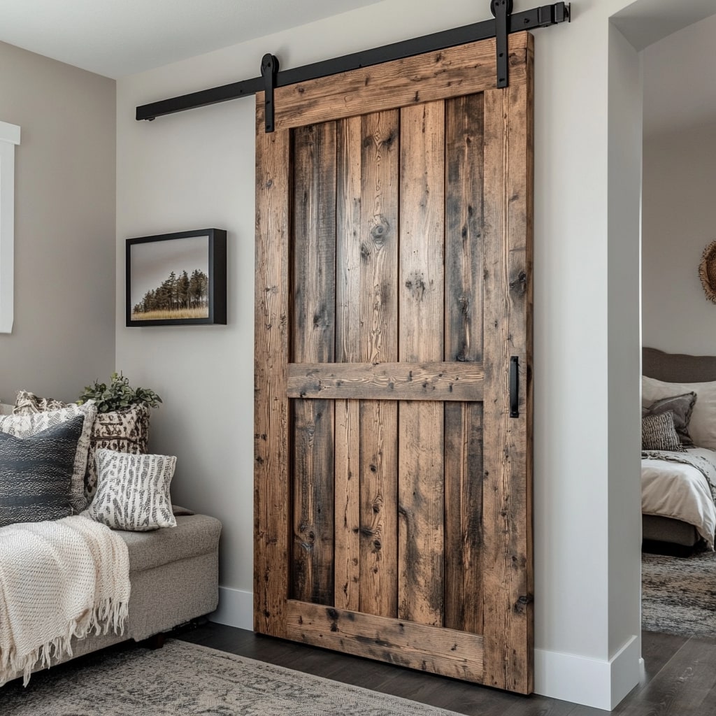 Reclaimed Wood Door Design for Bedroom