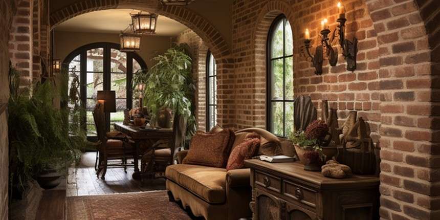 Rustic Charm with Brick Archway wall arch design