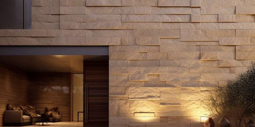Sandstone Wall Tiles Design for Front Wall elevation tiles design for house