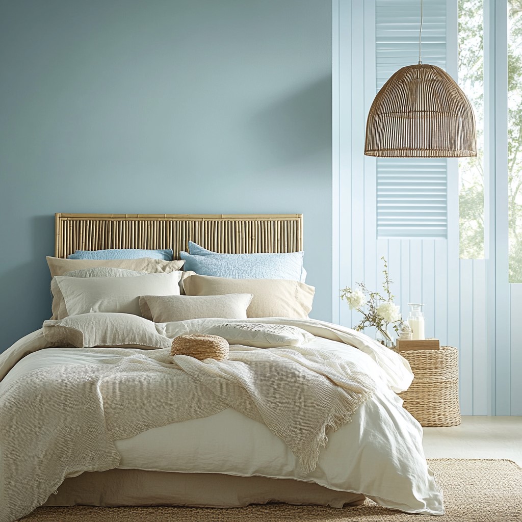 Colour Suggestions for Bedroom: Sky Blue and Subtle Sand