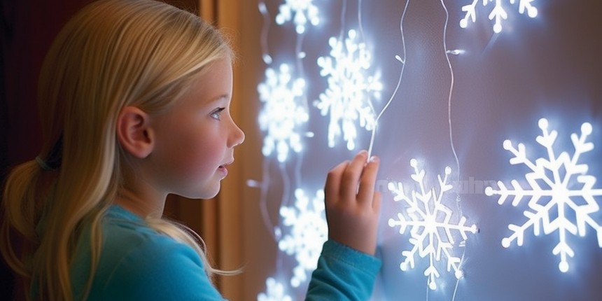 Snowing Glowing Flakes and Snowman In Home exterior christmas light ideas
