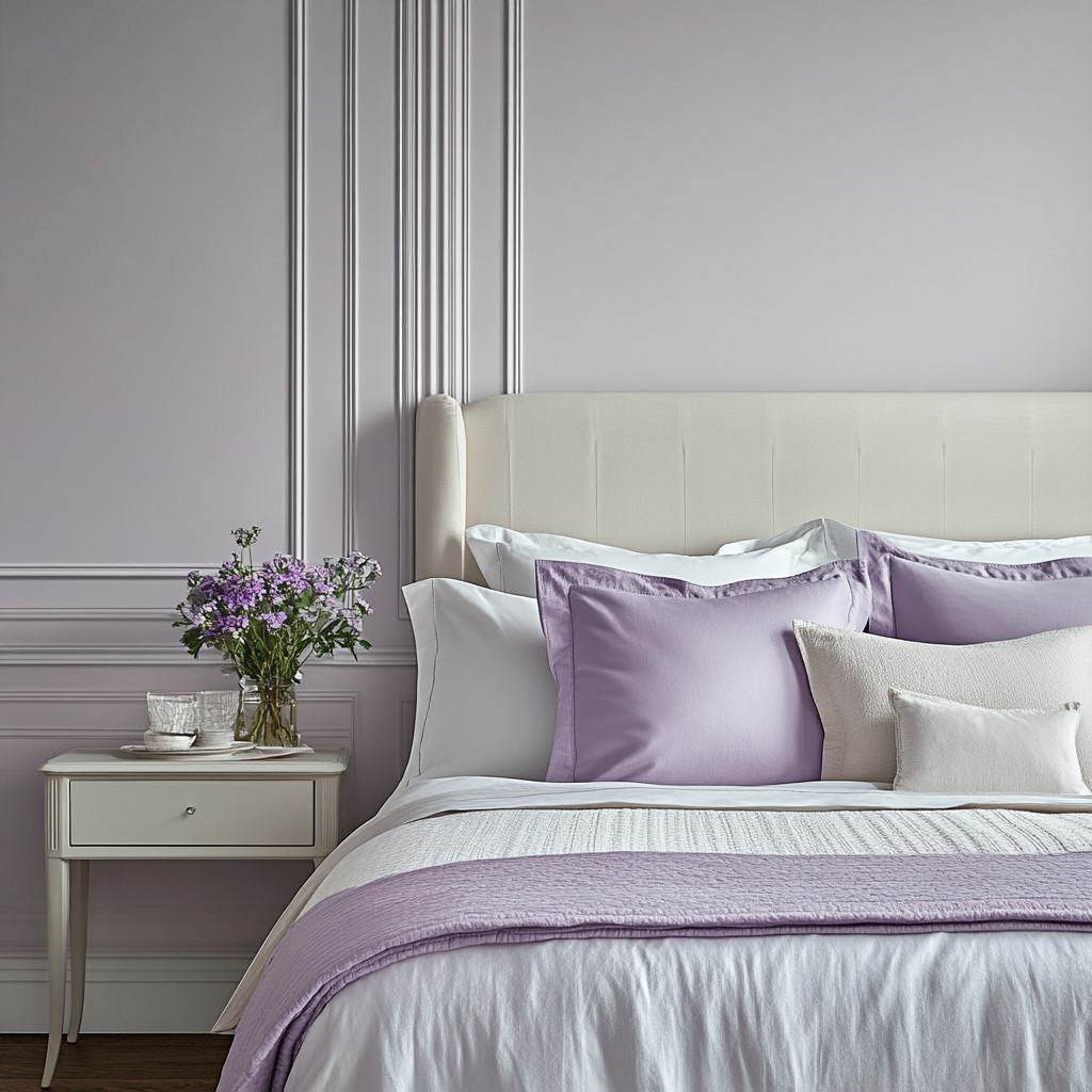 Interior Colours for Bedroom: Soft Lilac and Pearl Cream