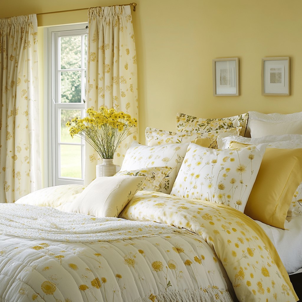 Room Paint Colours: Soft Yellow with Dandelion Accents